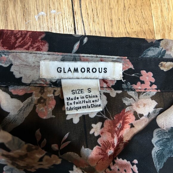 Glamorous Women's Sheer Black Floral Blouse - Picture 3 of 4